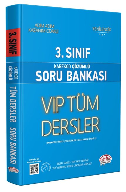 3. Sınıf VIP Tüm Dersler Soru Bankası Mavi Kitap - Karekod Çözümlü